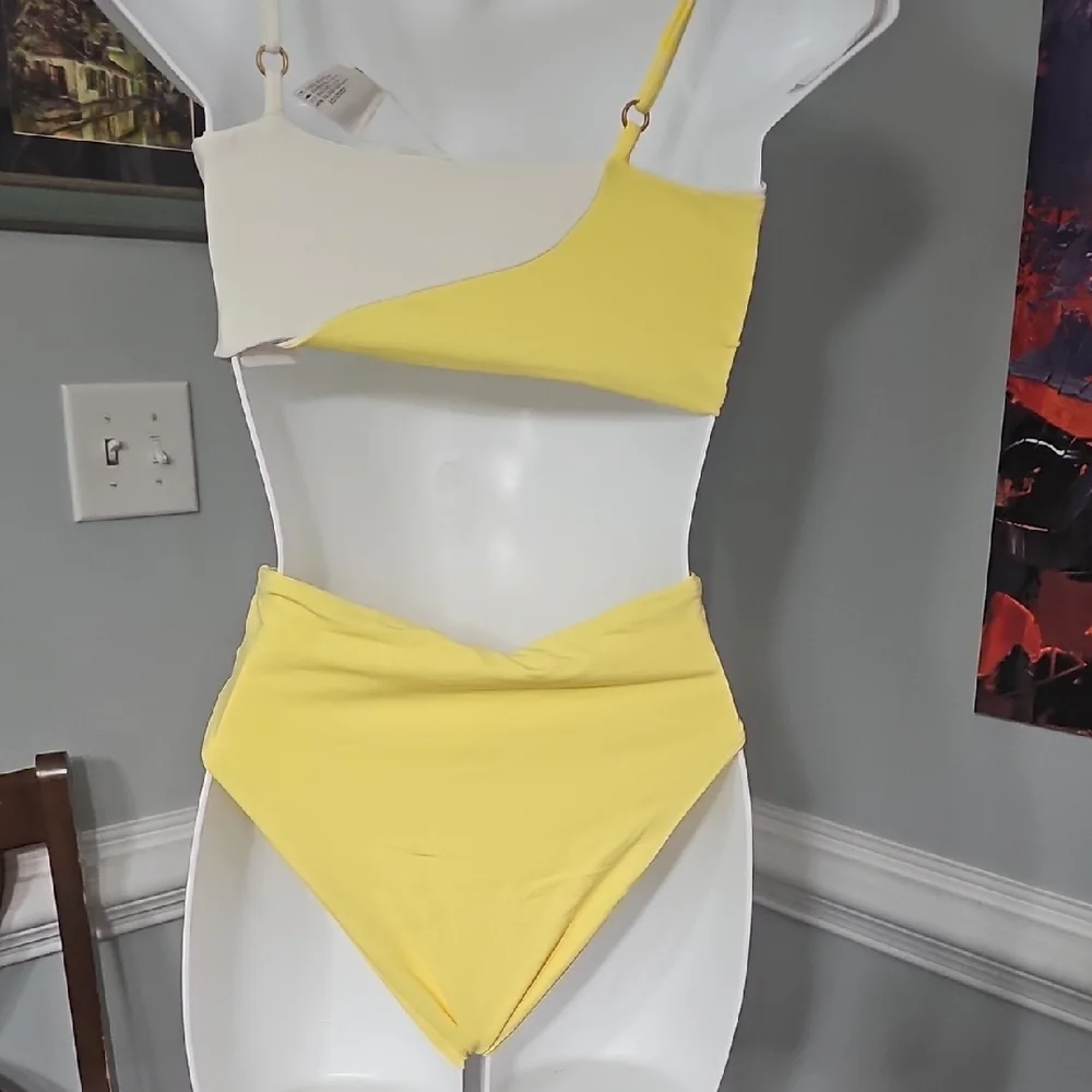 L*Space Vibrant Yellow and Cream Swimwear